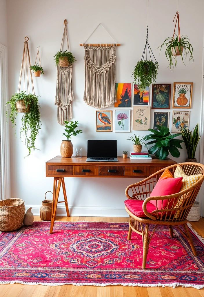 22 Home Office Ideas for Women That Will Transform Your Workday! - 1. Bohemian Bliss