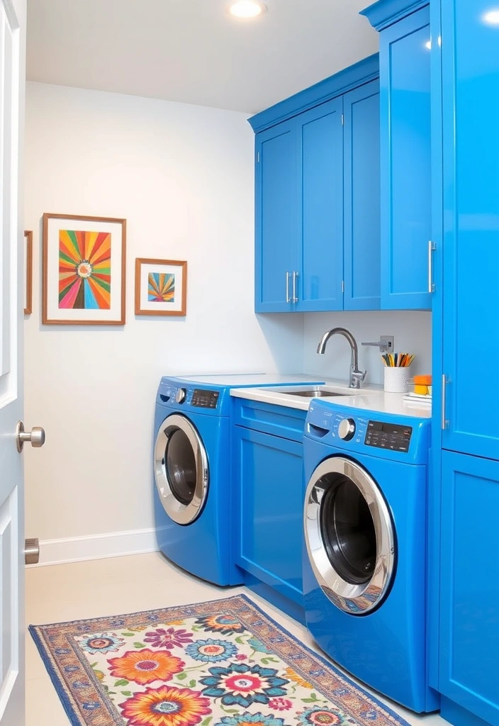 20 Laundry Room Cabinet Ideas That'll Make You Want to Do Laundry! - 3. Bold Color Choices