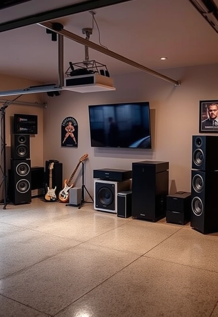 27 Budget Garage Man Cave Ideas That Will Transform Your Space on a Dime! - 18. Sound System Setup