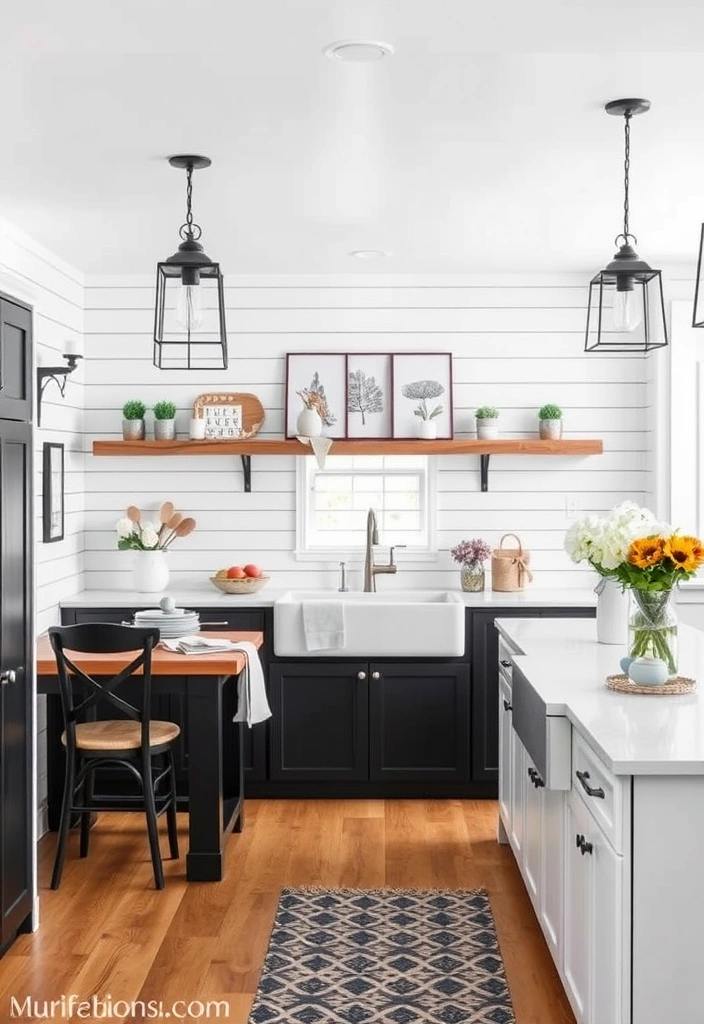 23 Black and White Kitchen Ideas That'll Make You Fall in Love with Cooking Again! - 12. Farmhouse Chic