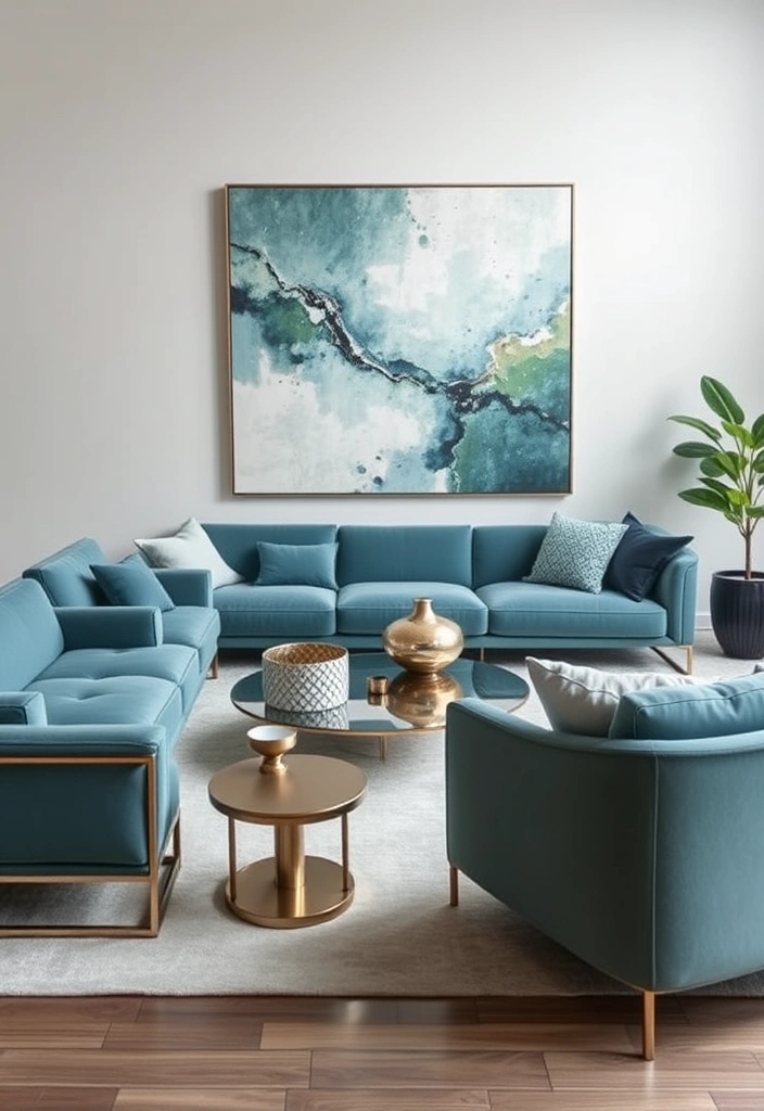 23 Blue and Green Living Room Ideas That'll Transform Your Space into a Coastal Paradise! - 5. Modern Coastal Elegance