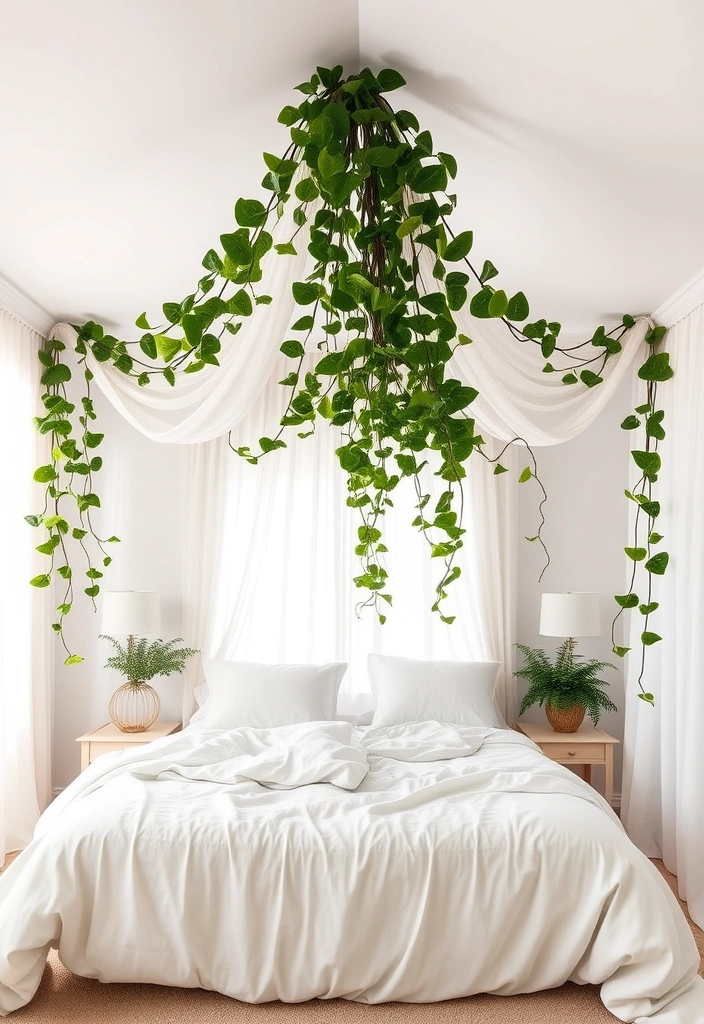 21 Plants in Bedroom Ideas That Will Transform Your Space into a Lush Oasis! - 9. Green Canopy Above