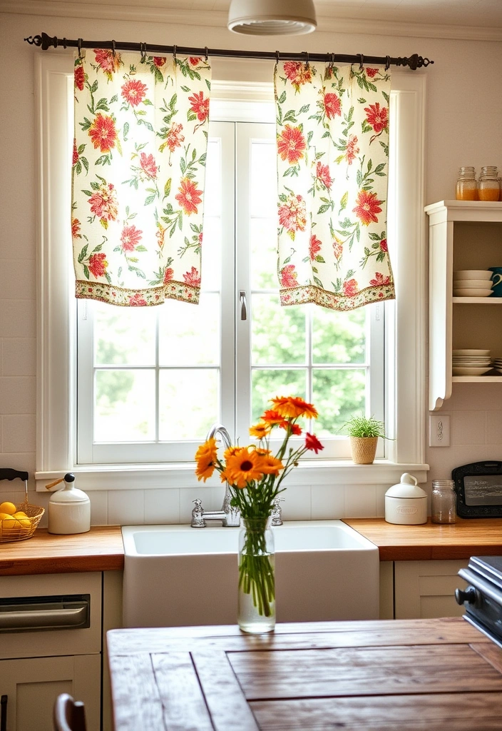 22 Farmhouse Curtain Ideas That Will Transform Your Space (You Won't Believe #15!) - 5. Vintage Floral Print Curtains