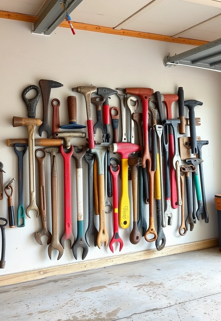 27 Budget Garage Man Cave Ideas That Will Transform Your Space on a Dime! - 13. Wall Art from Old Tools