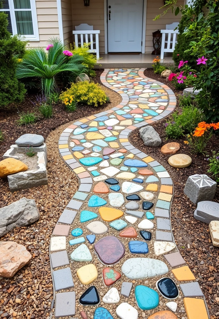 27 Stunning Front Yard Landscaping Ideas That'll Transform Your Home Into a Neighborhood Showstopper! - 15. Artistic Pathway Designs