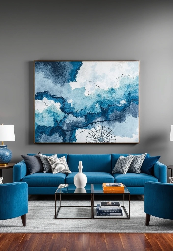 24 Blue and Gray Living Room Ideas That'll Transform Your Space (You Won't Believe #12!) - 7. Artistic Flair