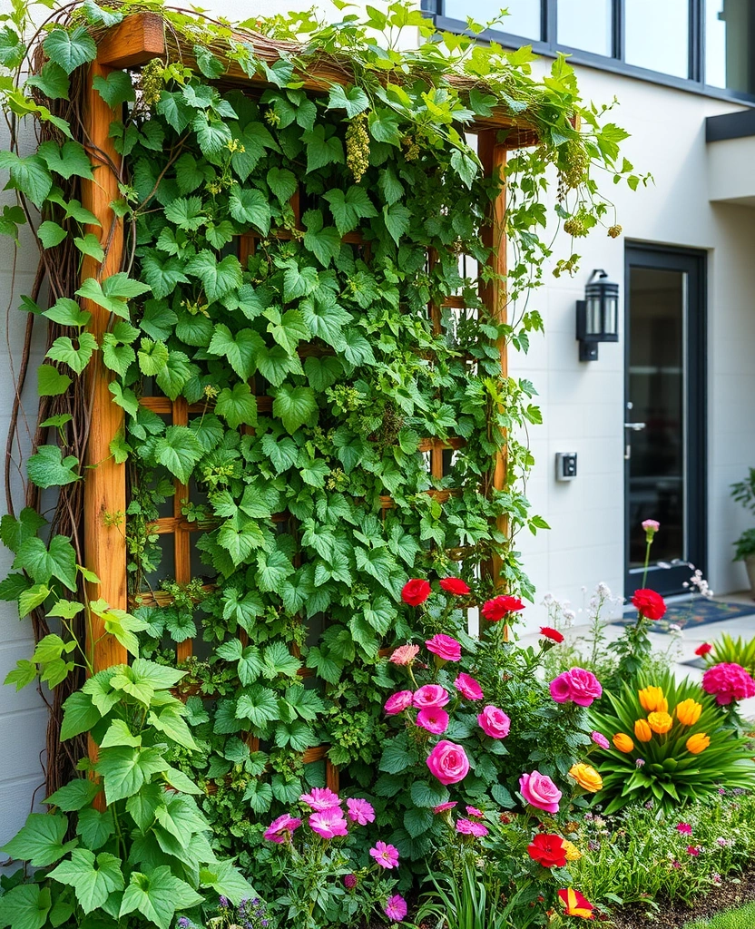 20 Grape Vine Trellis Ideas That Will Make Your Garden Stand Out! - 22. Living Wall Trellis