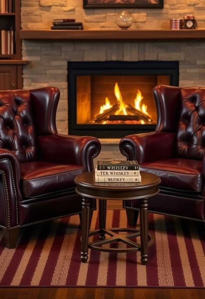 25 Cozy Whiskey Lounge Ideas That'll Turn Your Living Room into a Luxurious Retreat! - 1. Plush Leather Armchairs