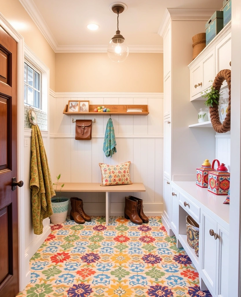 27 Mudroom Laundry Room Ideas That Will Transform Your Space (You Won't Believe #15!) - 23. Colorful Tile Flooring