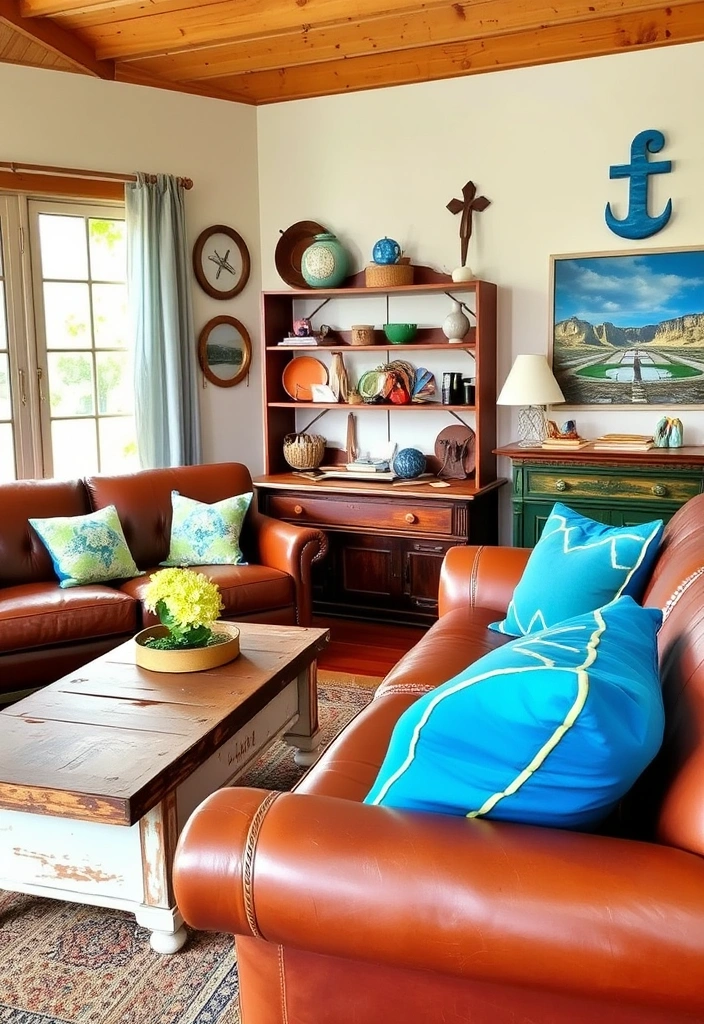 23 Blue and Green Living Room Ideas That'll Transform Your Space into a Coastal Paradise! - 6. Vintage Coastal Charm