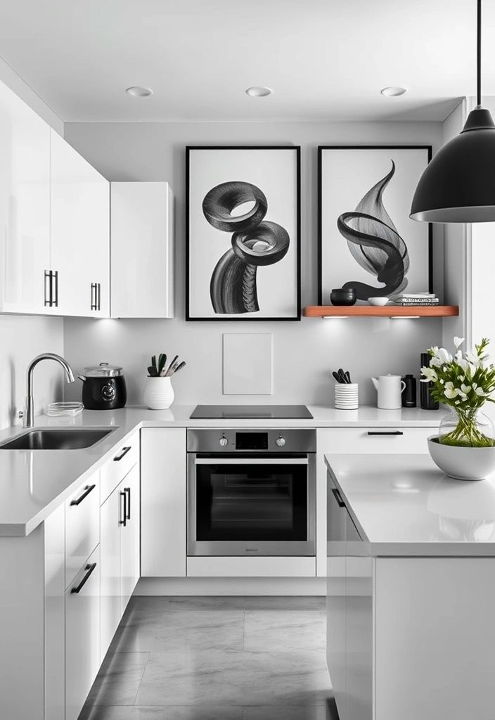 23 Black and White Kitchen Ideas That'll Make You Fall in Love with Cooking Again! - 13. Monochrome Artistry