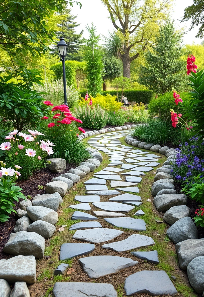 28 Cheap Walkway Ideas DIY That Will Transform Your Garden on a Budget! - 17. Stone Border Walkway