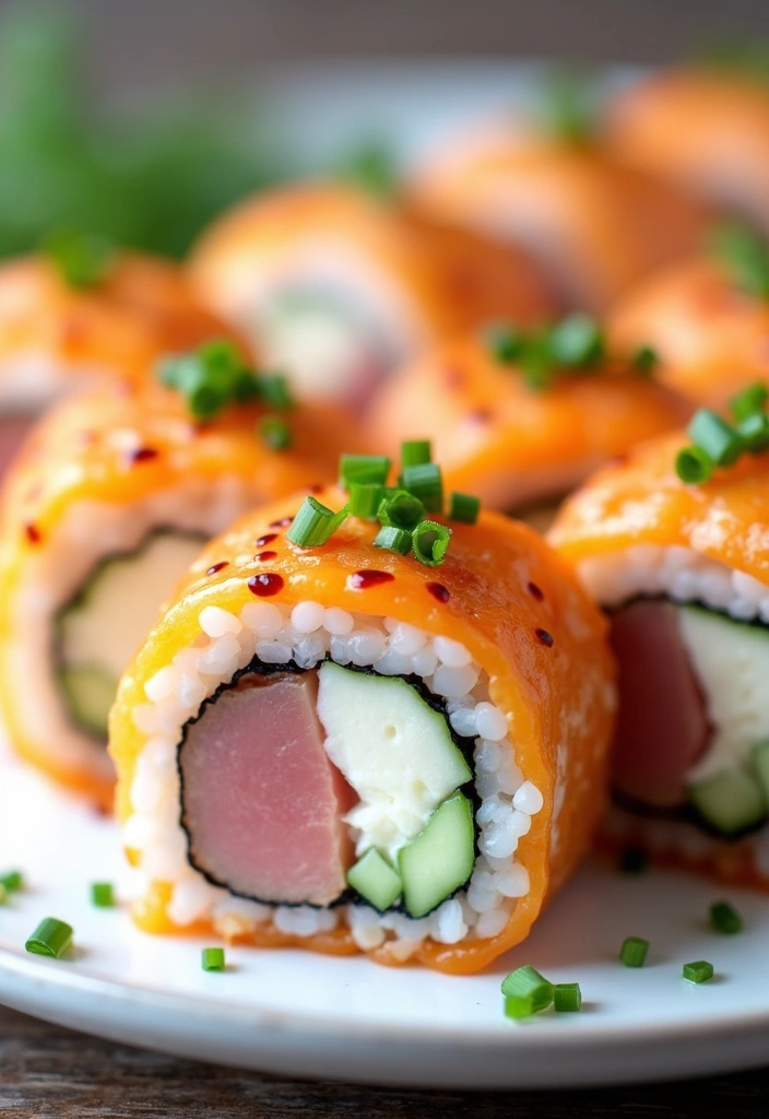 24 Easy Cooked Sushi Recipes You Can Make at Home (Even If You’re a Beginner!) - 14. Cooked Tuna and Cream Cheese Rolls