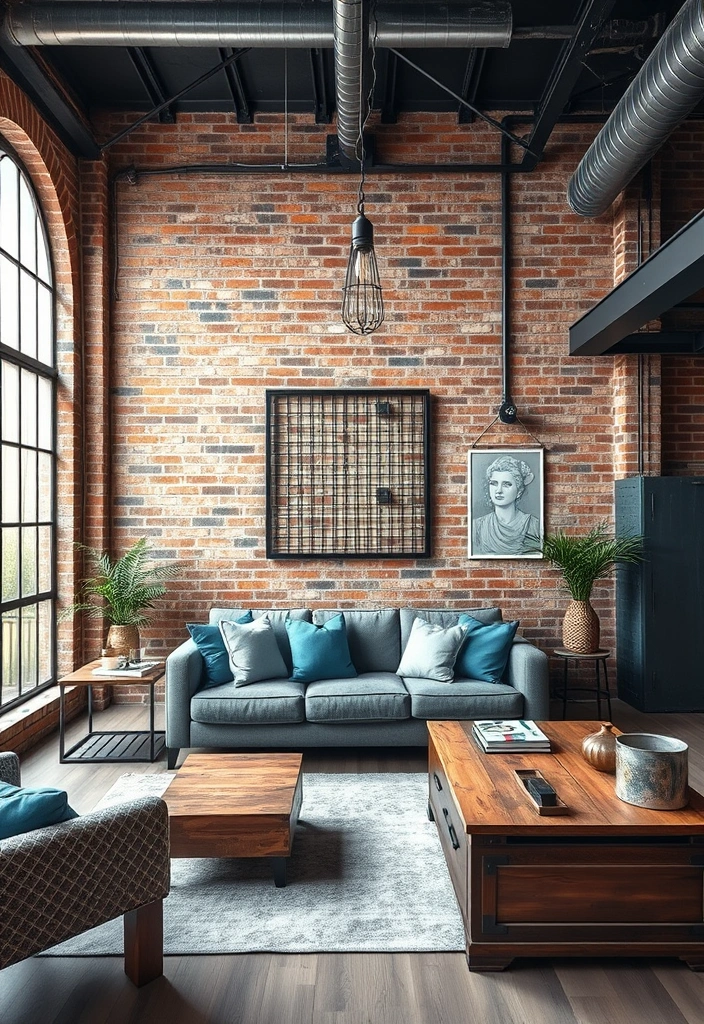 24 Blue and Gray Living Room Ideas That'll Transform Your Space (You Won't Believe #12!) - 8. Industrial Edge