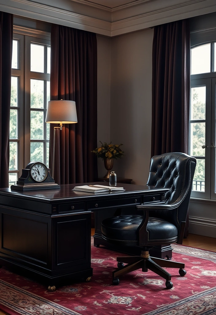 26 Stunning Moody Home Office Inspirations That Will Transform Your Workspace! - 3. Dark Wood and Leather