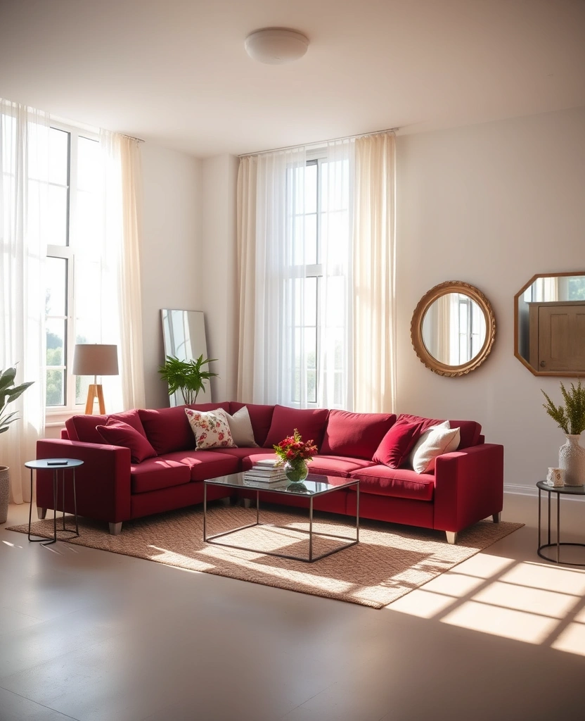 24 Burgundy Living Room Inspirations That Will Spark Your Creativity! - 23. Burgundy and Natural Light