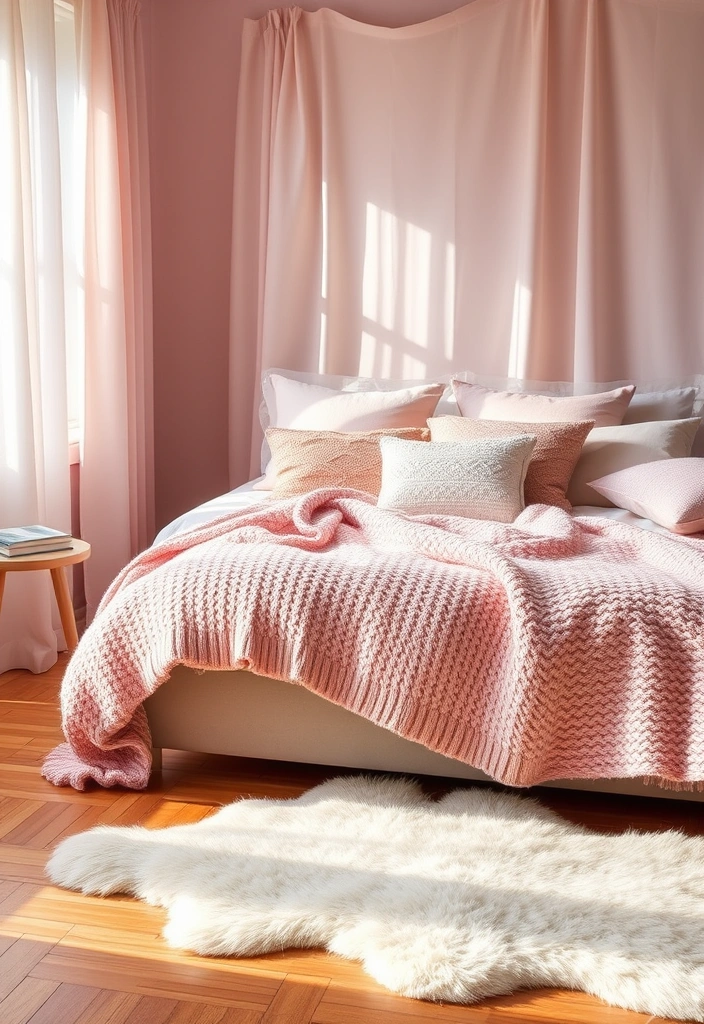 21 Blush Pink Bedroom Ideas That Will Make You Swoon! - 2. Cozy Blush Layering