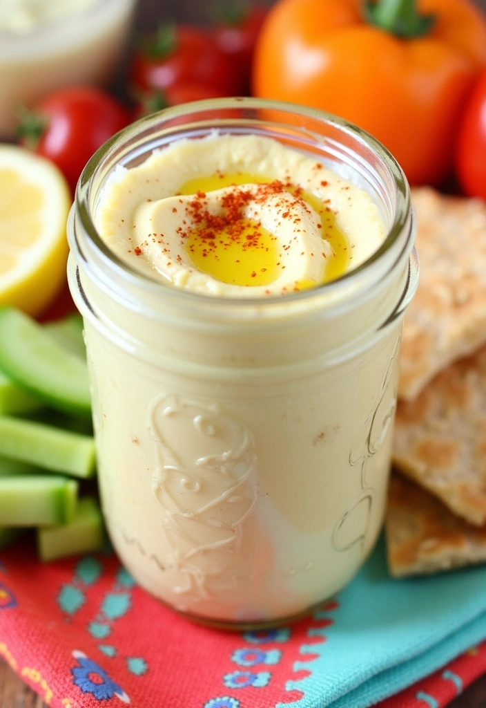 23 Mason Jar Meal Prep Ideas That’ll Simplify Your Week and Wow Your Taste Buds! - 10. Lemon Garlic Hummus