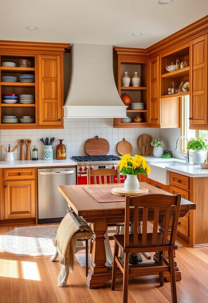 25 Painted Kitchen Cabinet Color Ideas That Will Transform Your Space! - 14. Warm Honey Oak