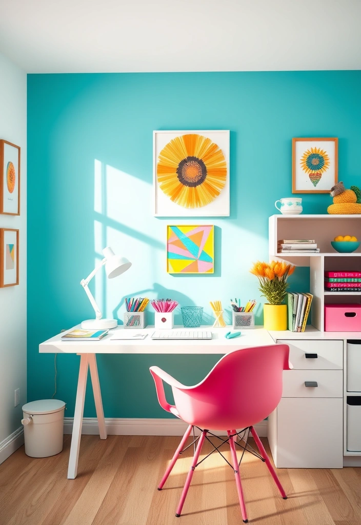 28 Stunning Home Office Ideas That'll Make You Want to Work from Home Forever! - 5. Bright and Bold Colors