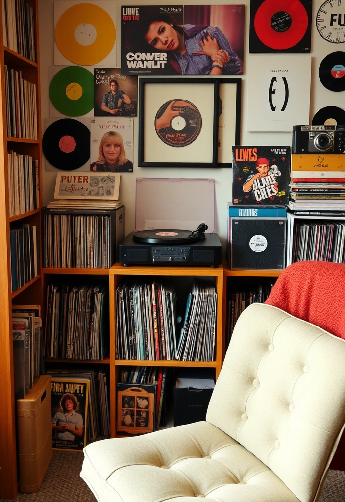 27 Budget Garage Man Cave Ideas That Will Transform Your Space on a Dime! - 9. Vinyl Records Corner