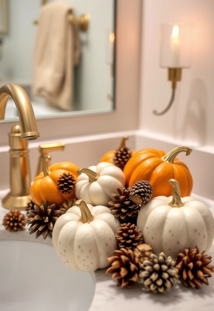 27 Fall Bathroom Decorating Ideas That Will Transform Your Space Into a Cozy Retreat! - 1. Cozy Pumpkin Accents