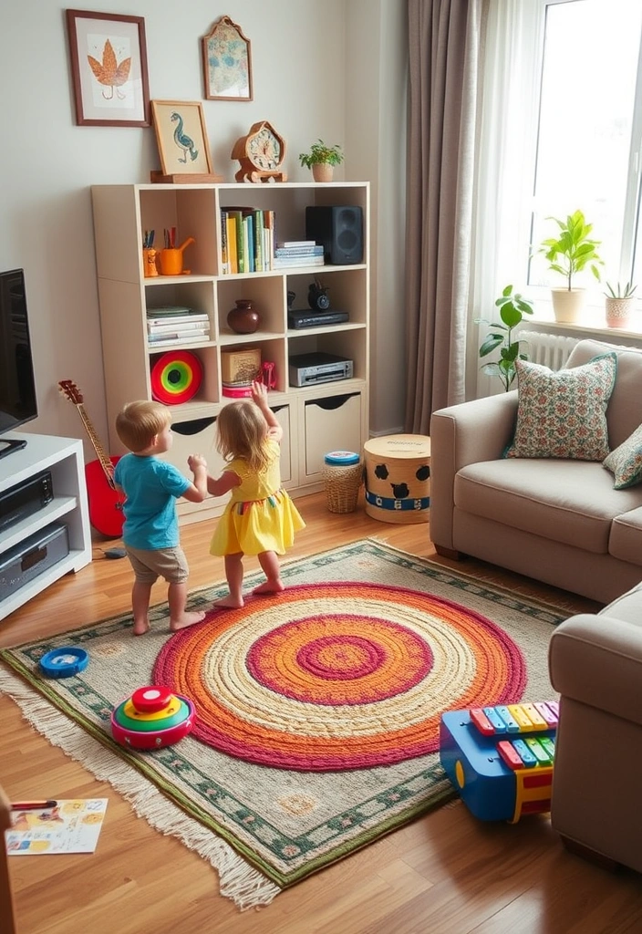 22 Creative Kids Play Corner Ideas for Your Living Room That'll Make You Say 'Wow!' - 7. Music and Movement Corner