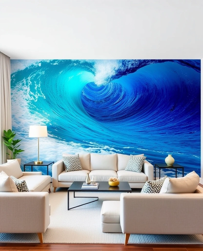 23 Blue and Green Living Room Ideas That'll Transform Your Space into a Coastal Paradise! - 23. Refreshing Accent Walls