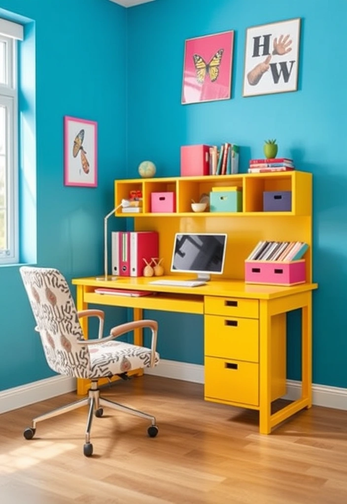 22 Home Office Ideas for Women That Will Transform Your Workday! - 4. Color Pop