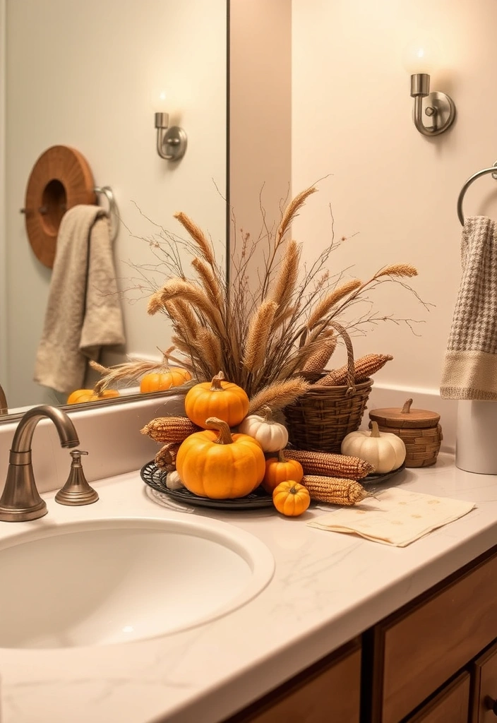 27 Fall Bathroom Decorating Ideas That Will Transform Your Space Into a Cozy Retreat! - 13. Harvest-Inspired Centerpieces