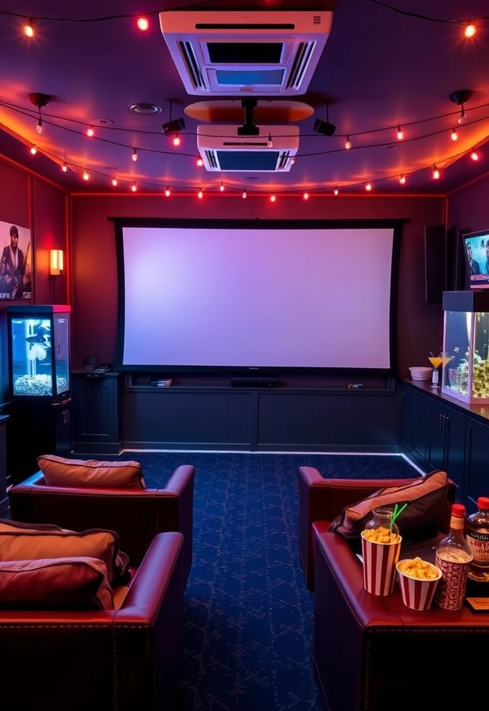 24 Basement Bar Ideas That'll Make You Want to Host Every Weekend! - 15. Movie Night Bar