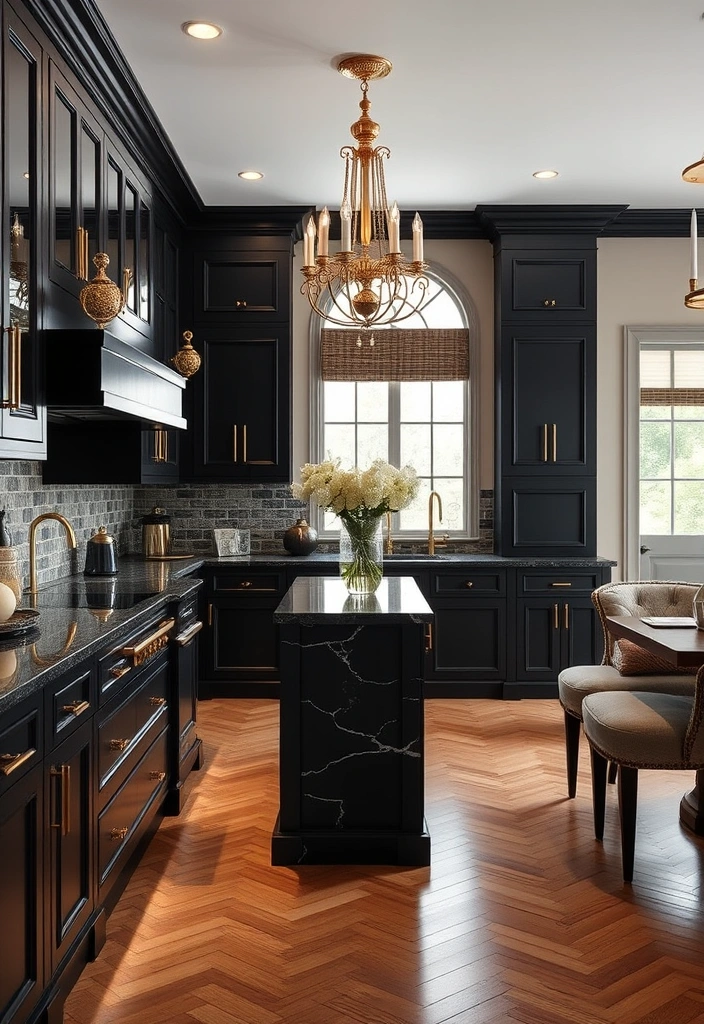 23 Black and White Kitchen Ideas That'll Make You Fall in Love with Cooking Again! - 7. Luxurious Black Accents