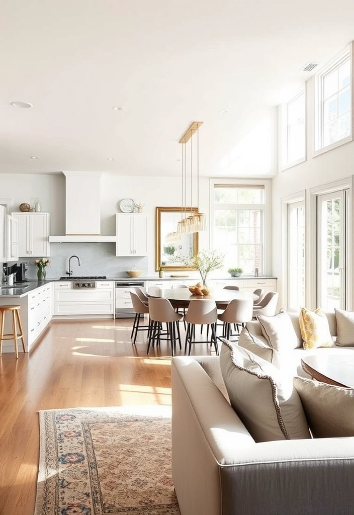 22 Small Open Concept Kitchen Living Room Ideas That'll Make You Rethink Your Layout! - 14. Creative Use of Mirrors