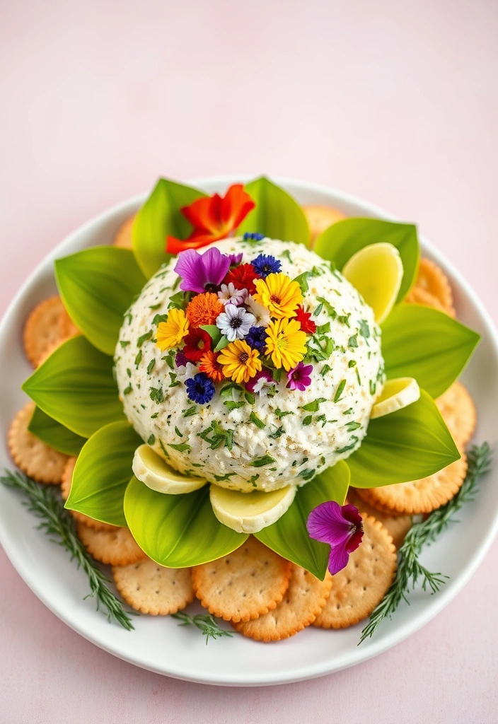 25 Irresistibly Shaped Cheese Balls Ideas That Will Wow Your Guests! - 4. Elegant Floral Cheese Ball