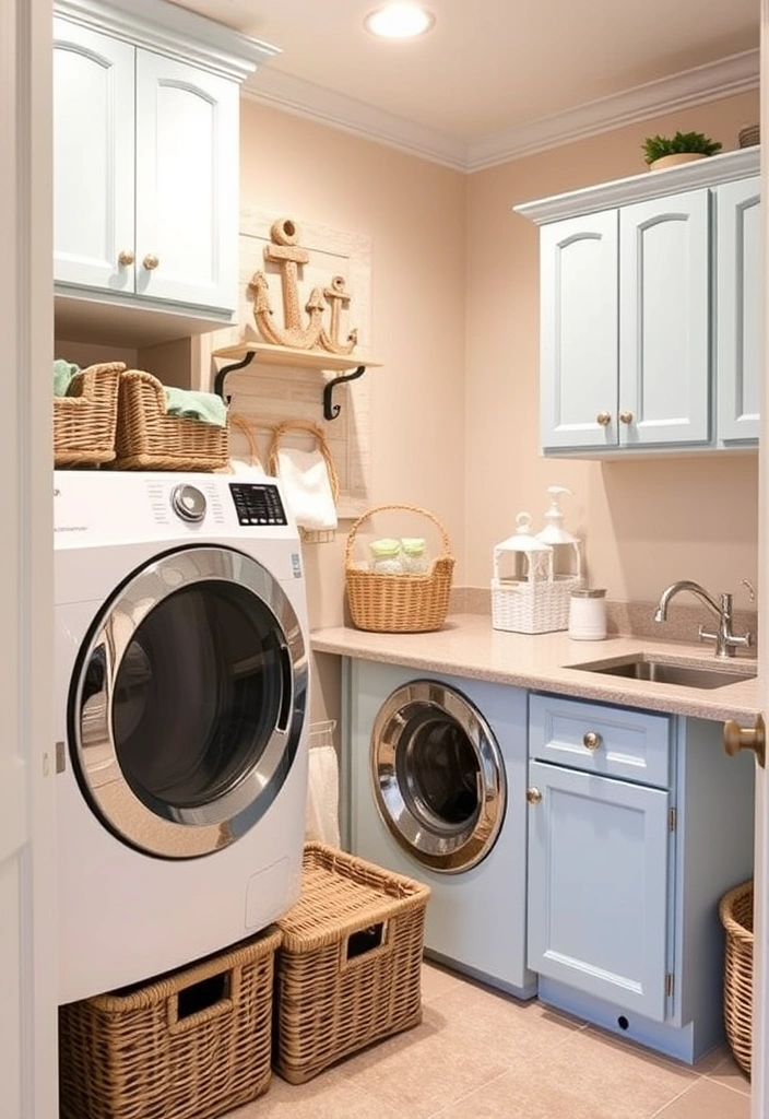 20 Laundry Room Cabinet Ideas That'll Make You Want to Do Laundry! - 10. Coastal-Inspired Cabinets