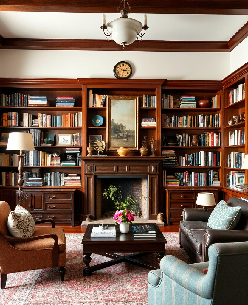 26 Stunning Colonial Living Room Inspirations That Will Transform Your Space! - 25. Curated Bookshelves