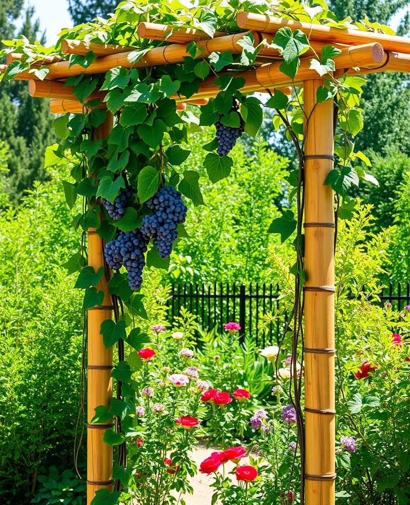 20 Grape Vine Trellis Ideas That Will Make Your Garden Stand Out! - 26. Bamboo Trellis