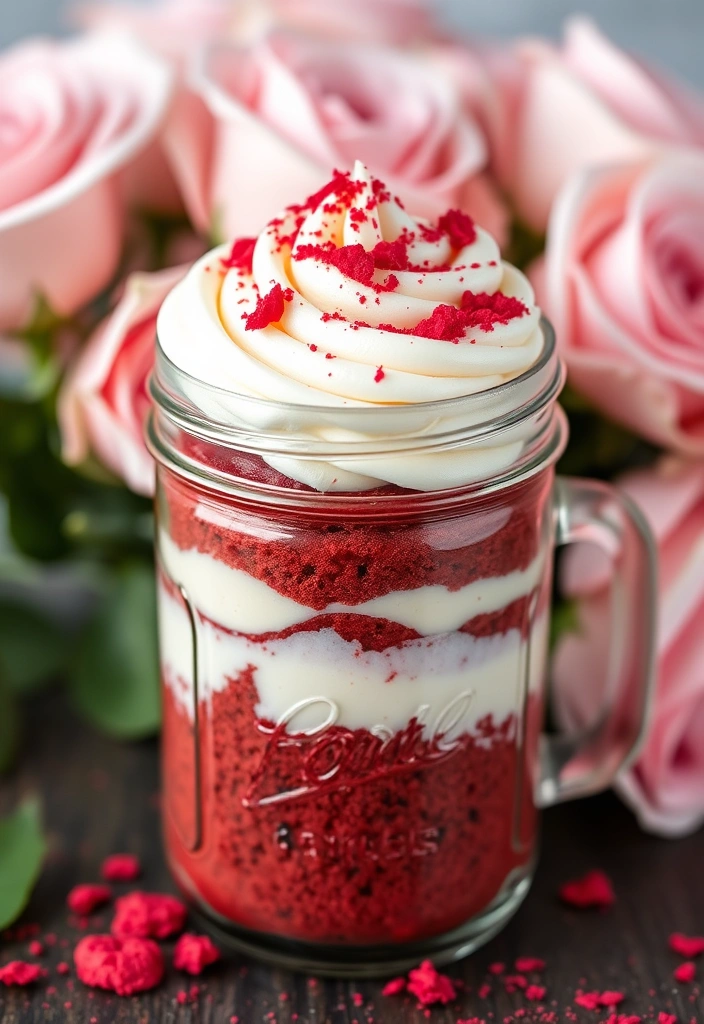 20 Easy Mason Jar Cupcake Ideas That'll Impress Your Guests (You Won't Believe #7!) - 4. Red Velvet Romance