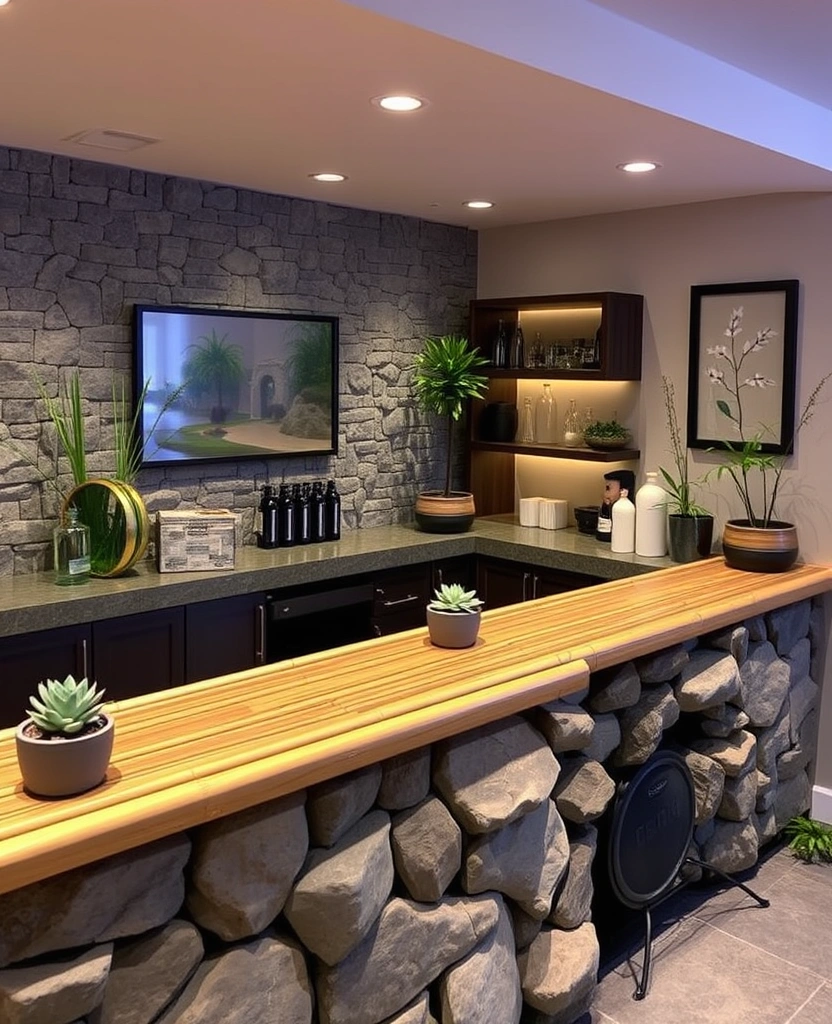 24 Basement Bar Ideas That'll Make You Want to Host Every Weekend! - 18. Zen Bar