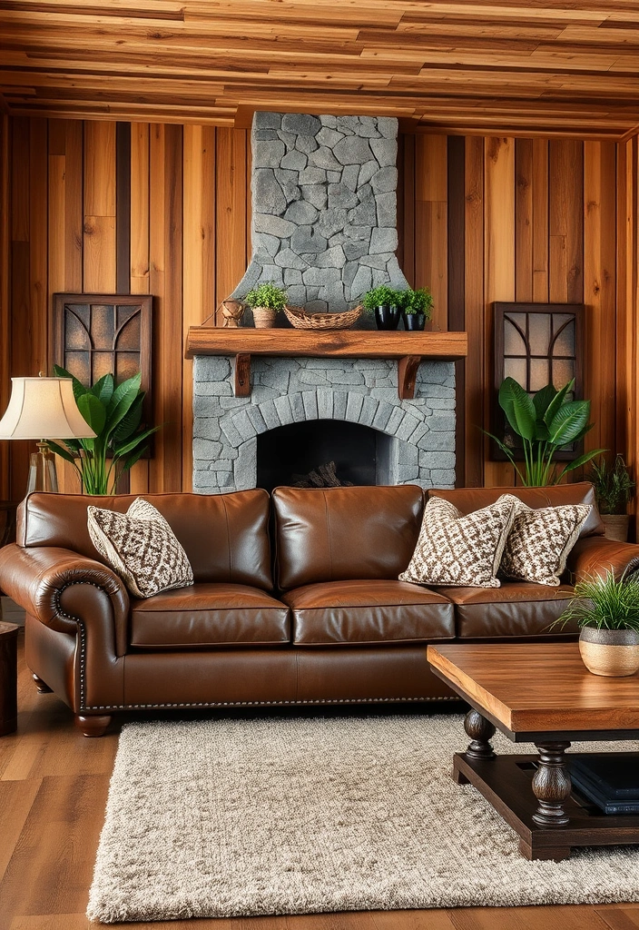 20 Brown Sofa Living Room Ideas That’ll Transform Your Space! - 1. Rustic Charm with Earthy Tones