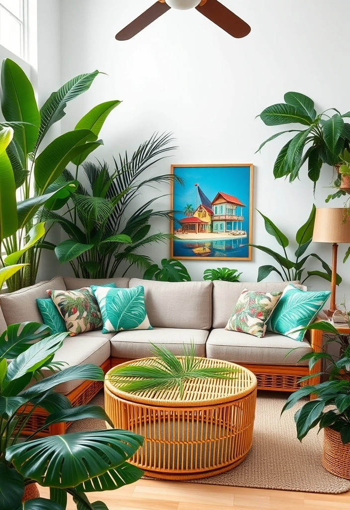 28 Vibrant Living Room Styles That Will Ignite Your Creativity! - 9. Tropical Paradise