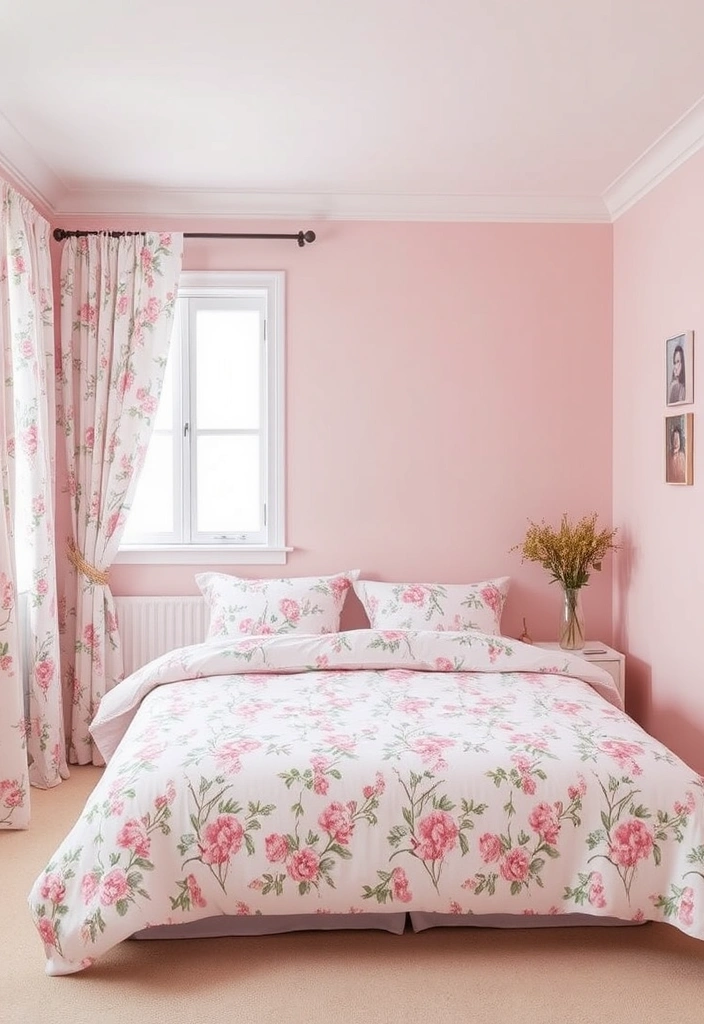 21 Blush Pink Bedroom Ideas That Will Make You Swoon! - 5. Blush Floral Prints