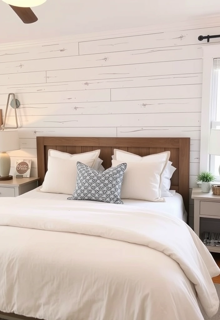 28 Stunning Farmhouse Shiplap Wall Ideas That Will Transform Your Space! - 19. Shiplap as a Headboard