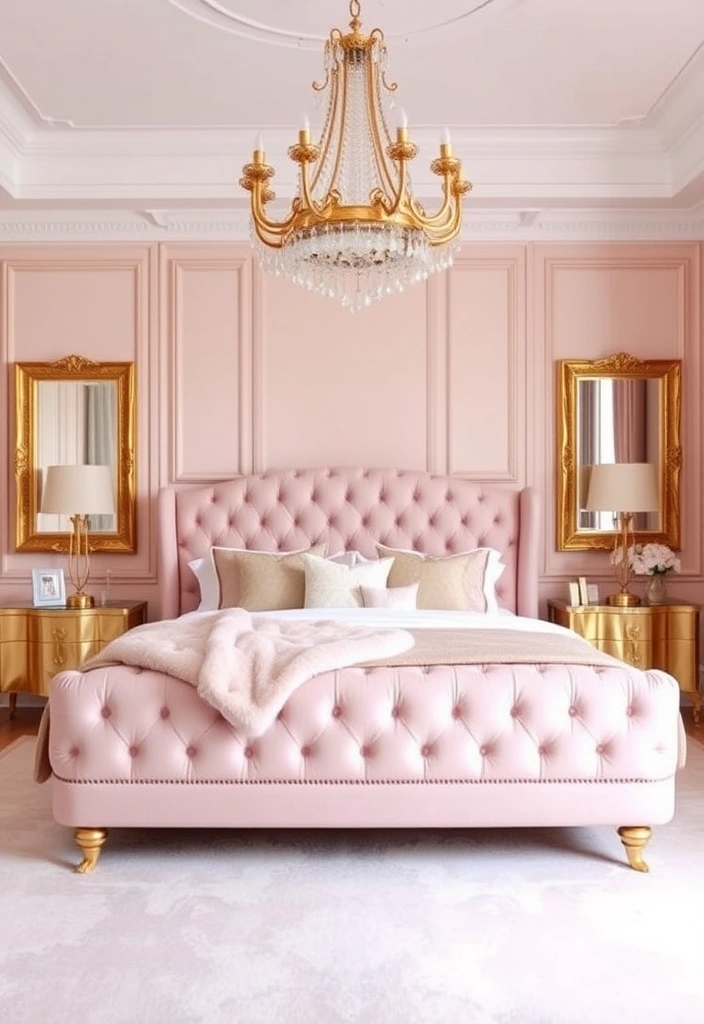 21 Blush Pink Bedroom Ideas That Will Make You Swoon! - 4. Blush and Gold Glam