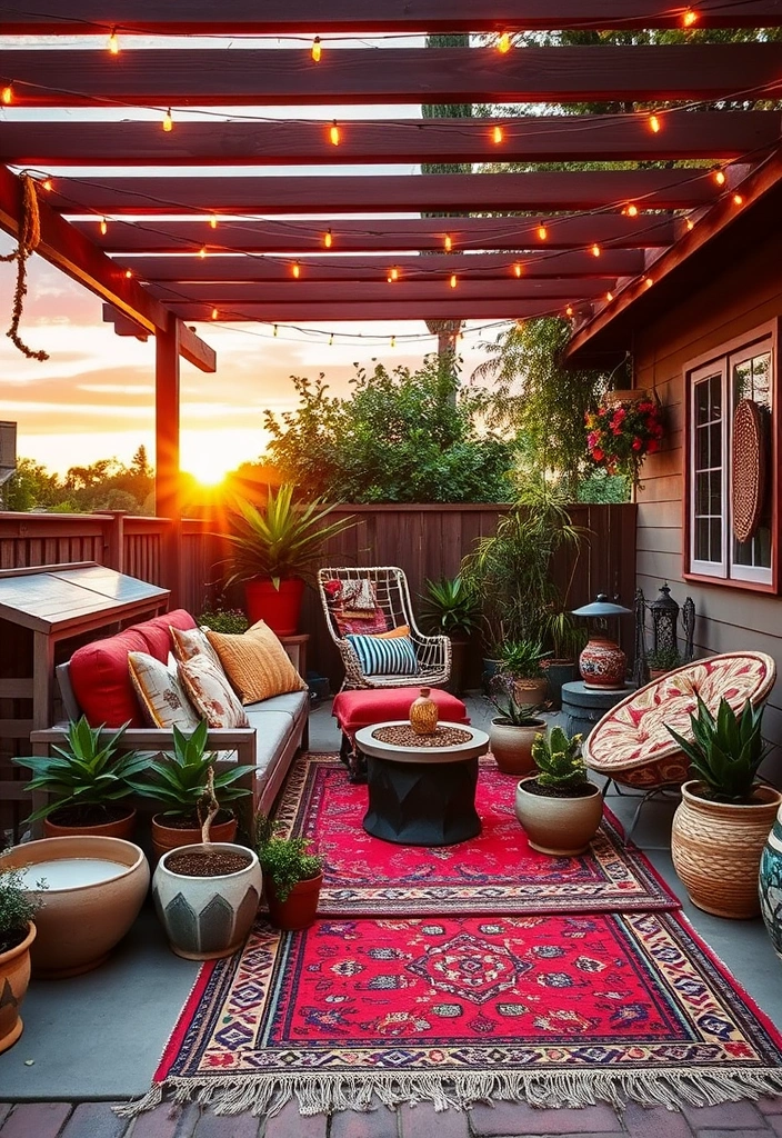 26 Stunning Backyard Patio Designs That Will Transform Your Outdoor Space! - 7. Eclectic Bohemian Vibes