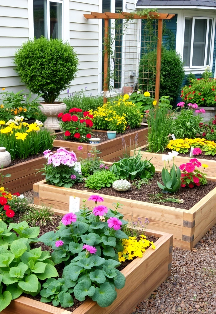 27 Stunning Front Yard Landscaping Ideas That'll Transform Your Home Into a Neighborhood Showstopper! - 13. Raised Garden Beds