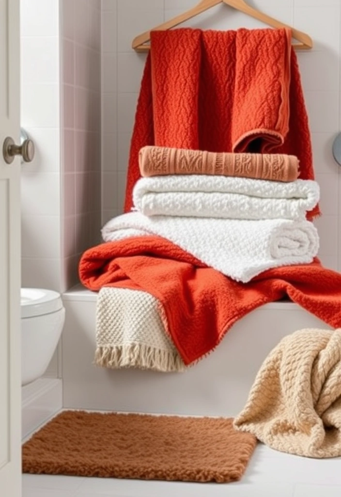 27 Fall Bathroom Decorating Ideas That Will Transform Your Space Into a Cozy Retreat! - 20. Layered Textiles