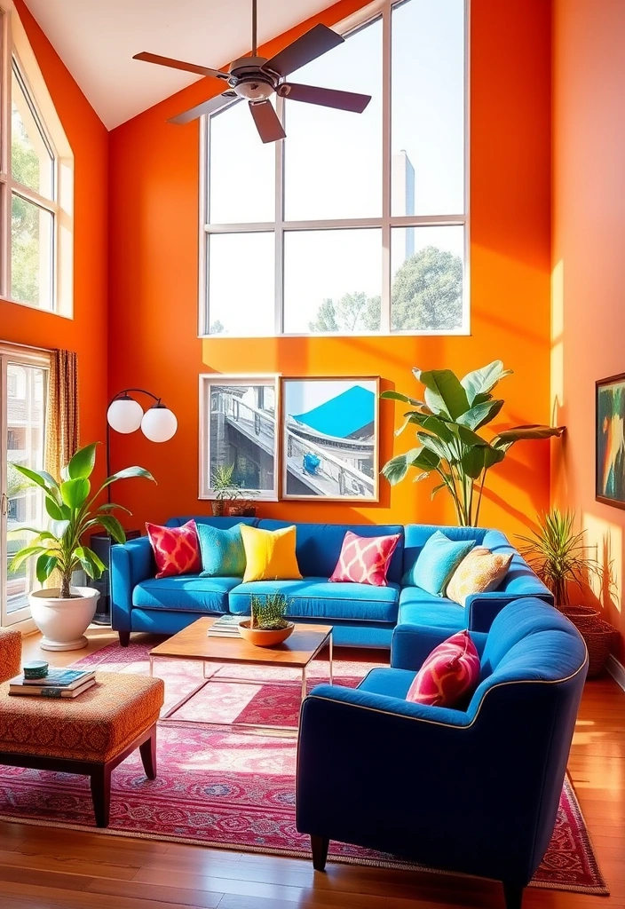 25 Modern 70s Living Room Ideas That'll Make You Want to Time Travel! - 1. Bold Color Pops