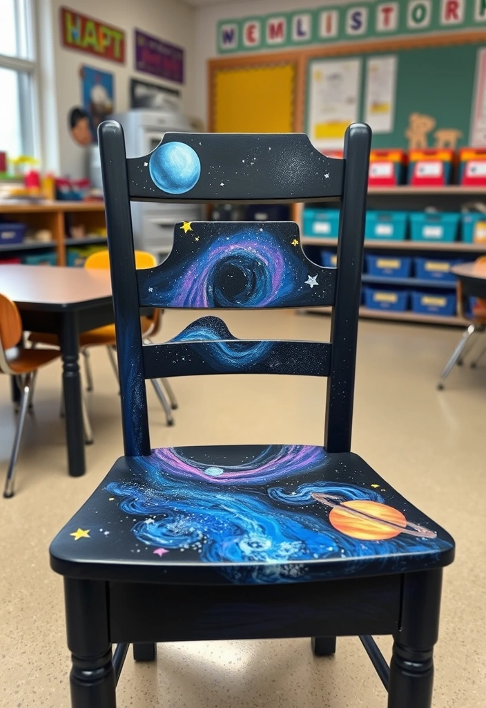 27 Yard Painted DIY Teacher Reading Chairs That Will Transform Any Classroom! - 13. Space-Themed Chairs