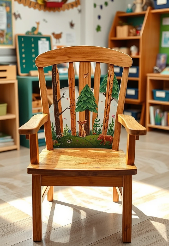 27 Yard Painted DIY Teacher Reading Chairs That Will Transform Any Classroom! - 2. Whimsical Woodland Retreat